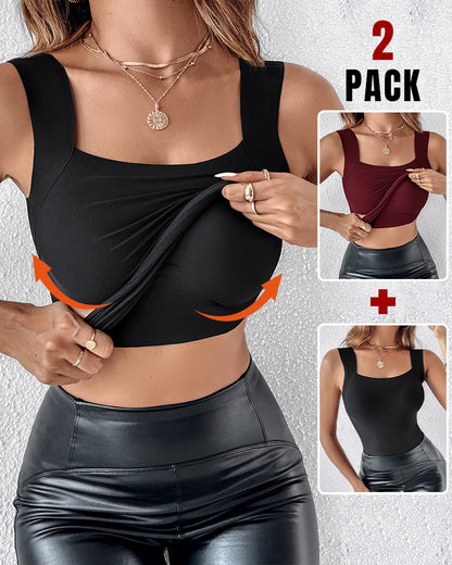 ChicMe ContourX 2 Piece U Neck Shapewear Built-in Bra Tank High Strechy Sleeveless Slim Fit Tops Camisole