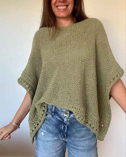 Solid Batwing Sleeve Hollow-out Crochet Pattern Top Casual Cover Up