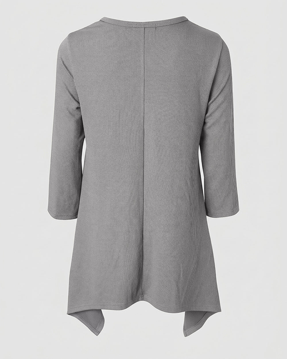 CHICMELIVE Womens 3/4 Sleeve Ribbed Tunic Asymmetrical Hem Loose Top