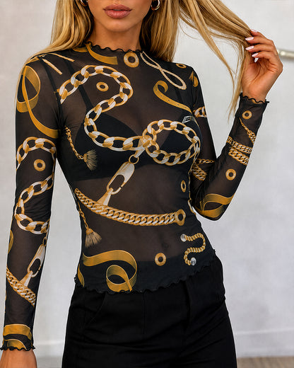 CHICMELIVE Womens Sheer Mesh Tops Going Out See Through Shirt