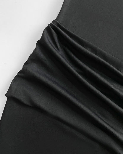 Sexy Square Neck Thick Strap Backless Slit Dress
