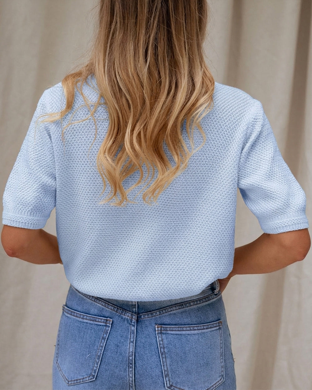 Women's Hollow Out Knit Cardigan Short Sleeve Gold Button Sweater Casual Loose Knitwear Top