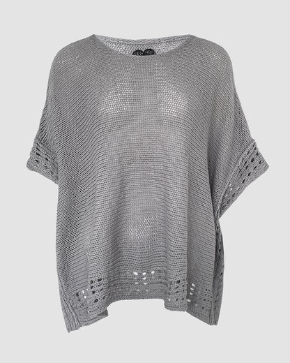 Solid Batwing Sleeve Hollow-out Crochet Pattern Top Casual Cover Up
