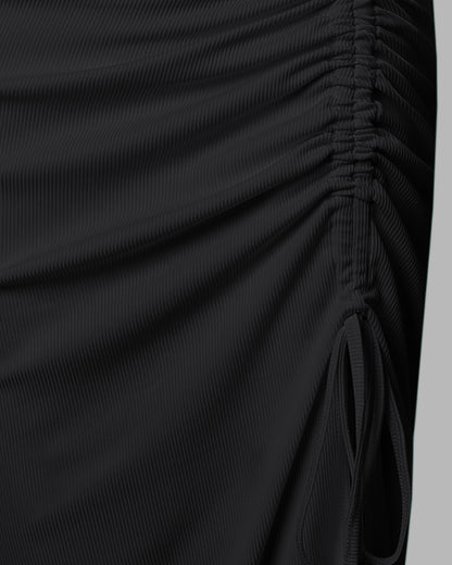 Side Slit Drawstring Ruched Bodycon Casual Sun Maxi Dresses Sleeveless Ribbed Tank Dress