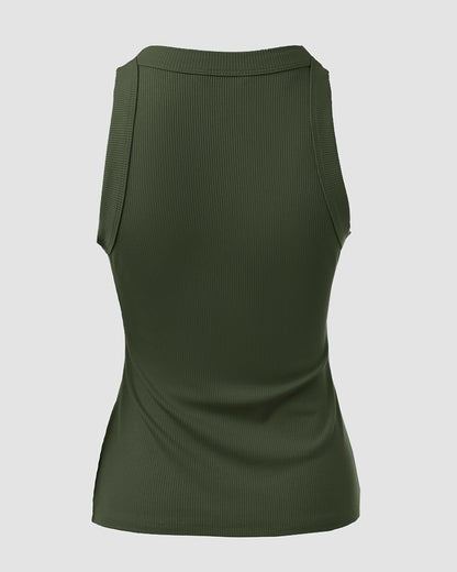 O-Neck Sleeveless Basic Slim Fit Skinny Tank Casual Top(Without Pads)