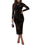 CHICMELIVE Women's Floral Lace Midi Dress for Party Wedding Cocktail