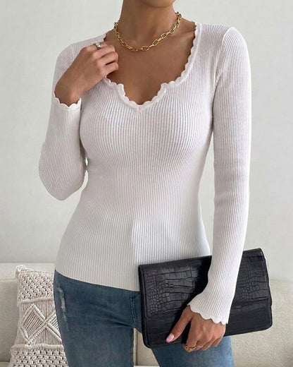 CHICMELIVE Women's Ribbed Knit Long Sleeve Henley Tops Basic Tees