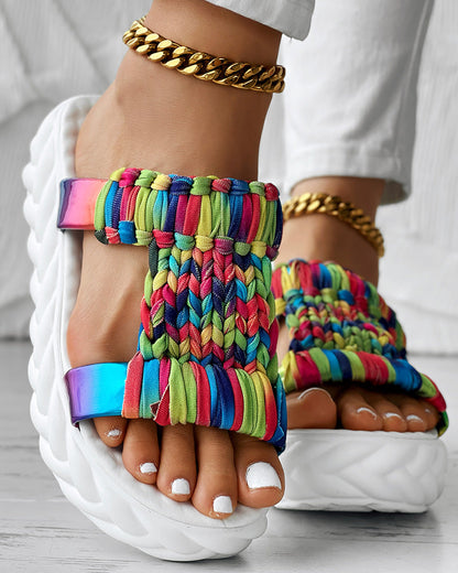 Braided Cutout Round Toe Casual Slippers