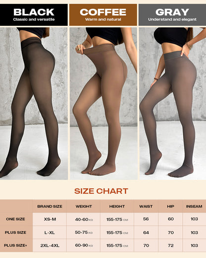 ChicMe ShapeLift 2-Piece Magic Fleece Lined Leggings Tight Thin Fleece Thermal Pantyhose Warm Leggings£¨Size Regular/Large/Extra Large£©
