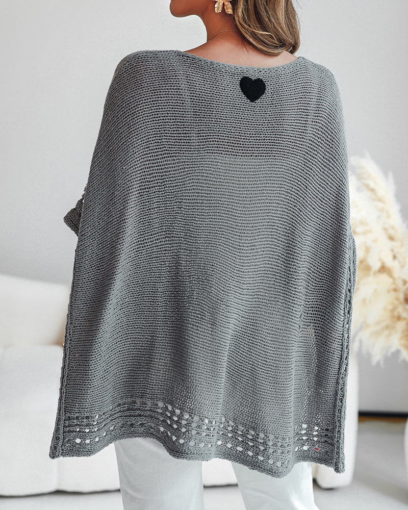 Solid Batwing Sleeve Hollow-out Crochet Pattern Top Casual Cover Up
