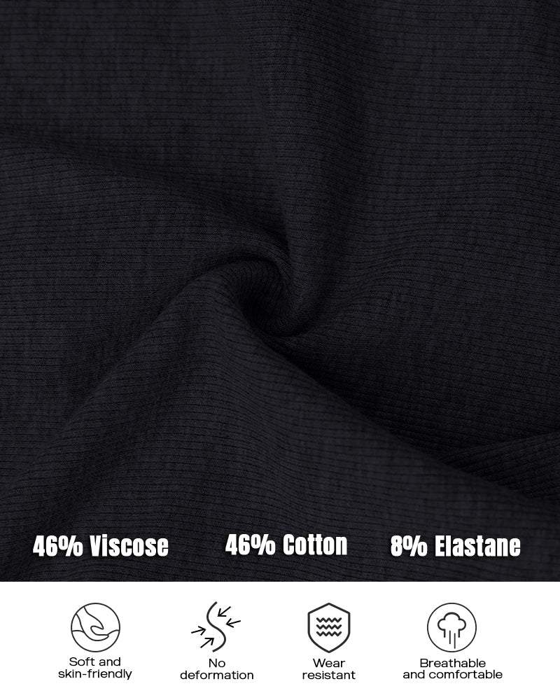 ChicMe Built-in Bra Notch Neck Long Sleeve Shirts Rib-Knit Ruched Waist Top