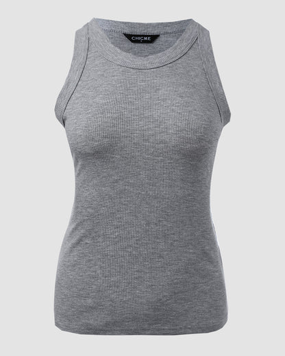 O-Neck Sleeveless Basic Slim Fit Skinny Tank Casual Top(Without Pads)