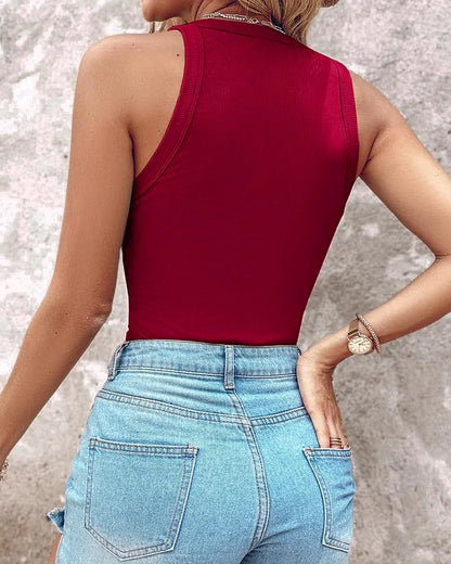CHICMELIVE Women's High Neck Ribbed Tank Top Cami