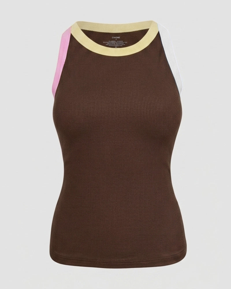 CHICMELIVE Womens Sleeveless Ribbed Built in Bra Tank Top-Lighted Blue-X-Large