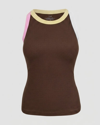 CHICMELIVE Womens Sleeveless Ribbed Built in Bra Tank Top-Lighted Blue-X-Large