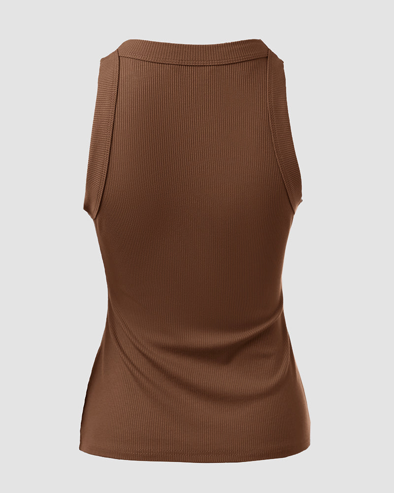 CHICMELIVE Women's High Neck Ribbed Tank Top Cami