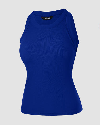 O-Neck Sleeveless Basic Slim Fit Skinny Tank Casual Top(Without Pads)