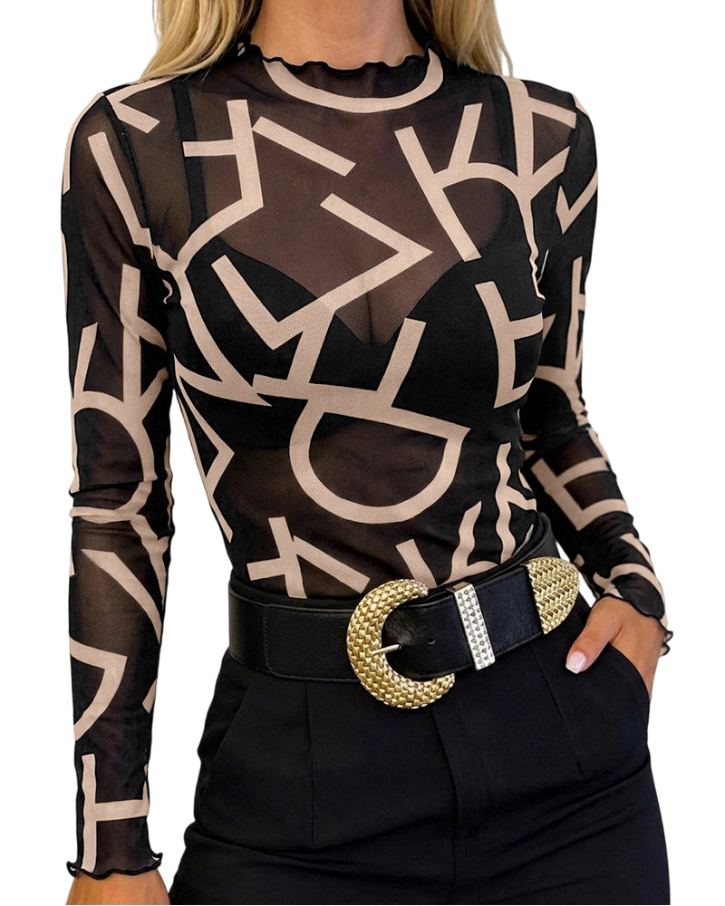 CHICMELIVE Womens Sheer Mesh Tops Going Out See Through Shirt