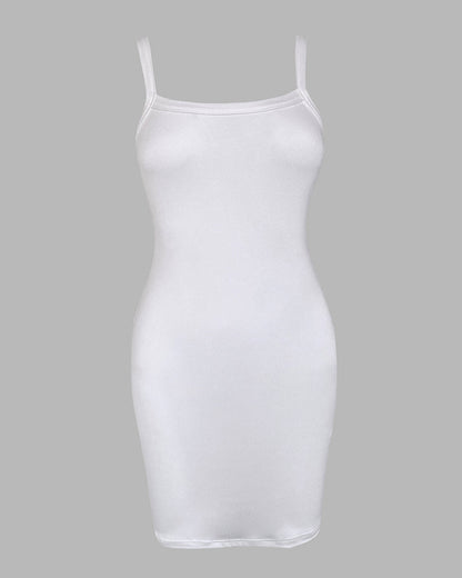 Bandeau Spaghetti Strap Sleevless Mini Dress Casual Slim Fit Bodycon Dress