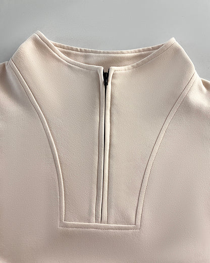 High Neck Half Zip Long Sleeve Kangaroo Pocket Sweatshirt Casual Drop Shoulder Top