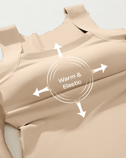 U-Neck Sleeveless Tank Seamless Skinny Layering Top with Built-In Bra
