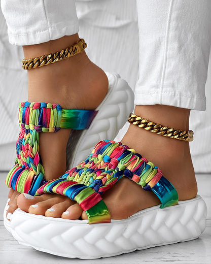 Braided Cutout Round Toe Casual Slippers