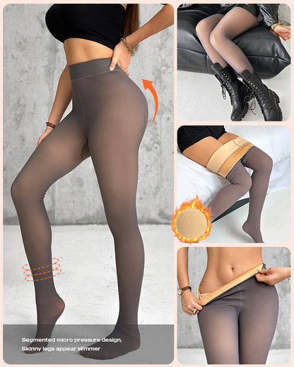 ChicMe ShapeLift 2-Piece Magic Thick Fleece Lined Leggings High Waist Thermal Pantyhose Warm Leggings 3 Shades（Size Regular/Large/Extra Large）