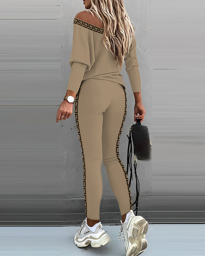 Geo Tape Patch Gigot Sleeve Top & Pants Set