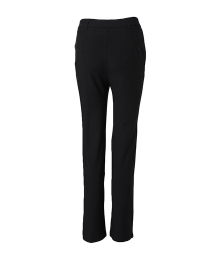 Zipper Fly High Waist Straight Leg Work Trousers Casual Elastic Back Waist Seam Front Business Pants
