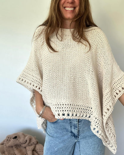 Solid Batwing Sleeve Hollow-out Crochet Pattern Top Casual Cover Up