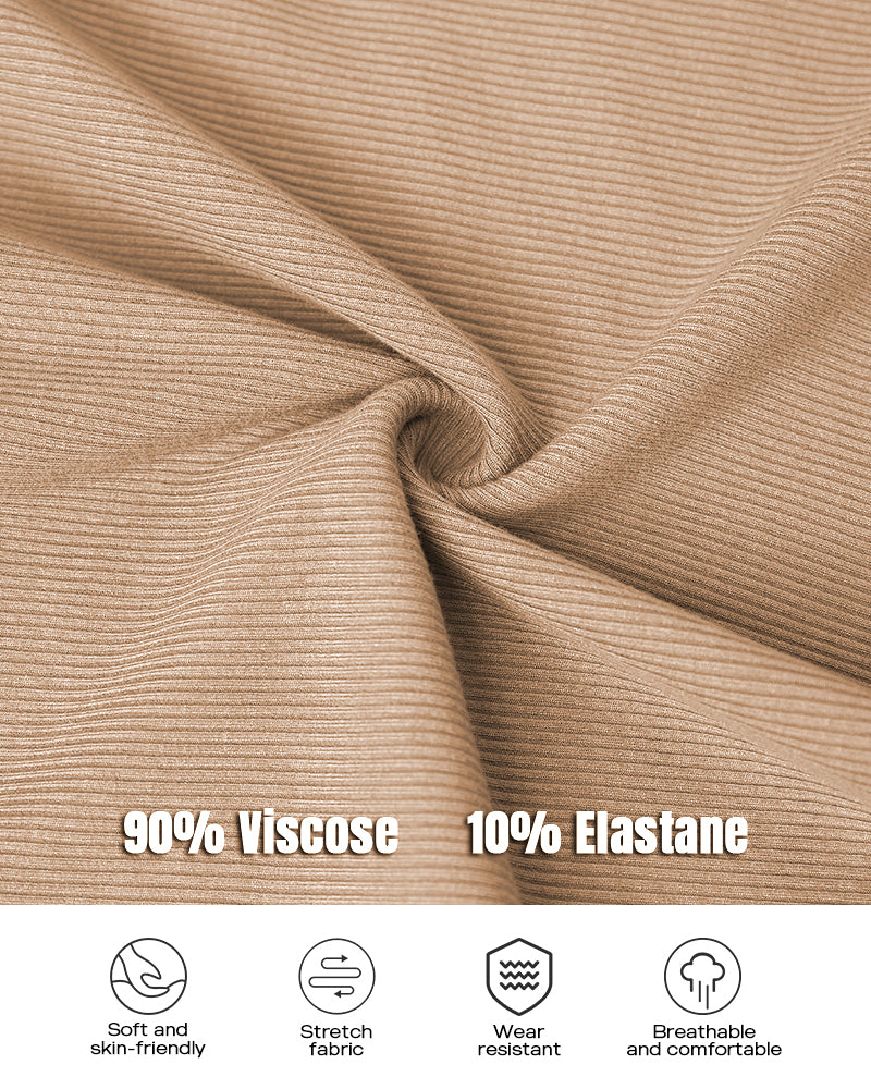 ChicMe Built-in Bra U-Neck Long Sleeve Ribbed Top