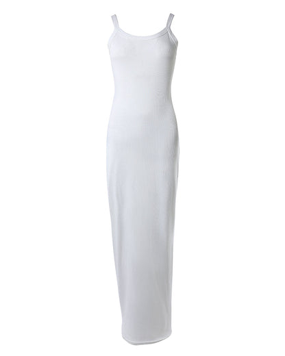 Spaghetti Strap U-Neck Casual Maxi Dress Slim Fit Cami Vacation Dress