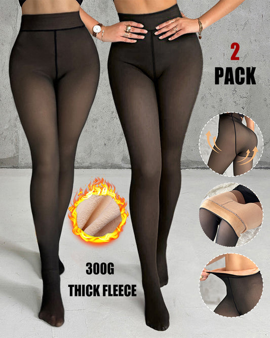 ChicMe ShapeLift 2-Piece Magic Thick Fleece Lined Leggings High Waist Thermal Pantyhose Warm Leggings 3 Shades（Size Regular/Large/Extra Large）