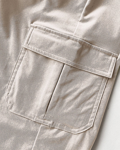 Turn-down Collar Short Sleeve Zipper Front Cuffed Short Jumpsuit Casual Pocket Design Cargo Romper with Belt