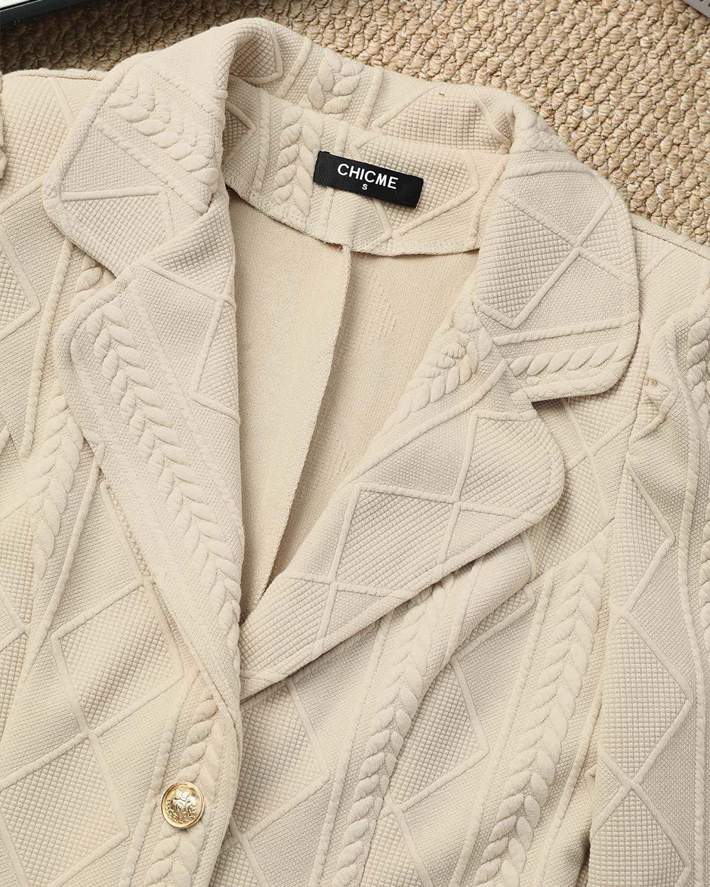 CHICMELIVE Women's Argyle Knit Blazer Jacket