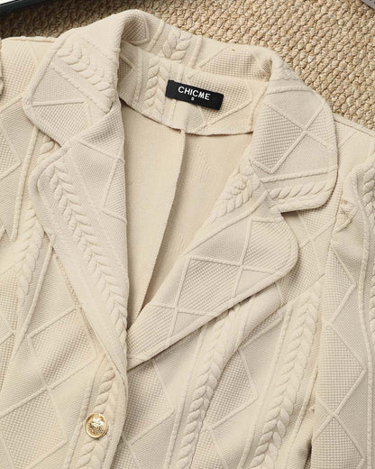 CHICMELIVE Women's Argyle Knit Blazer Jacket