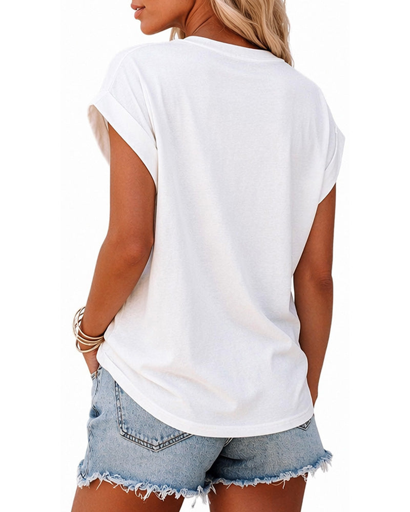 Women's Tropical Toucan Graphic Tee Cuffed Cap Sleeve Loose Crewneck T-Shirt Casual Top