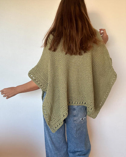 Solid Batwing Sleeve Hollow-out Crochet Pattern Top Casual Cover Up