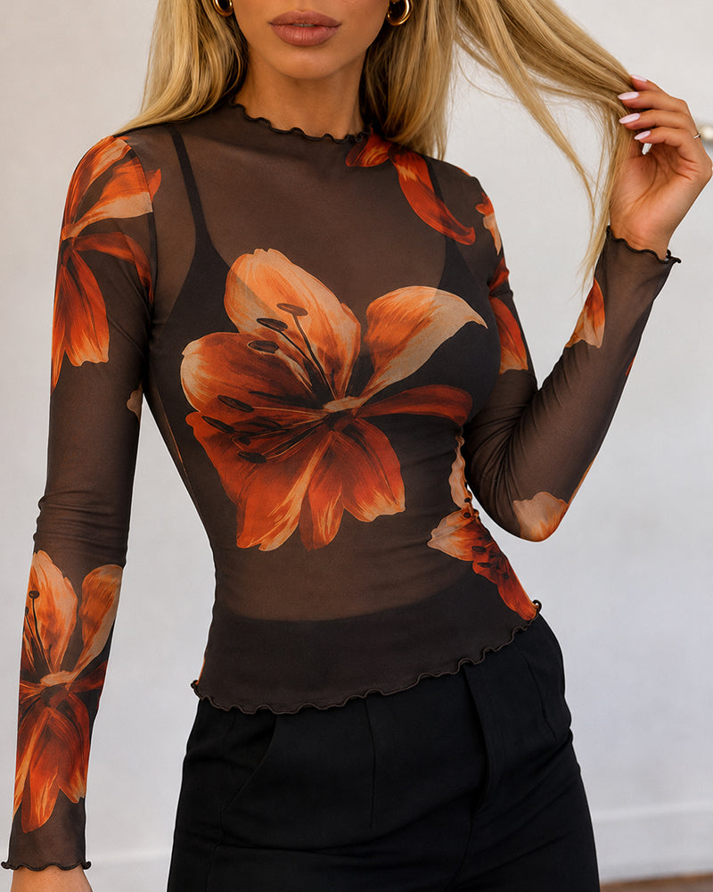 CHICMELIVE Womens Sheer Mesh Tops Going Out See Through Shirt