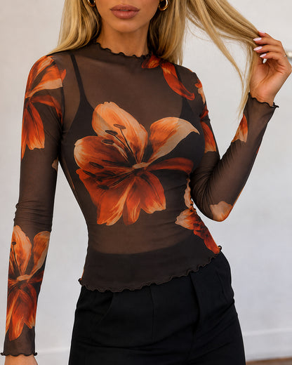 CHICMELIVE Womens Sheer Mesh Tops Going Out See Through Shirt
