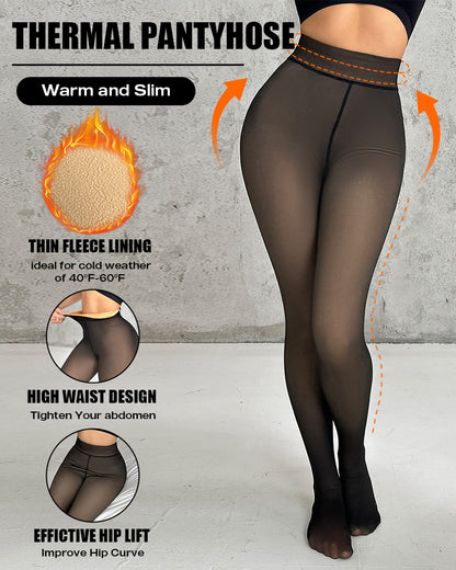 ChicMe ShapeLift 2-Piece Magic Fleece Lined Leggings Tight Thin Fleece Thermal Pantyhose Warm Leggings£¨Size Regular/Large/Extra Large£©