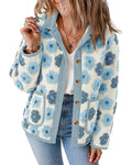 CHICMELIVE Women's Soft Floral Sherpa Jacket Corduroy Button Down Coat