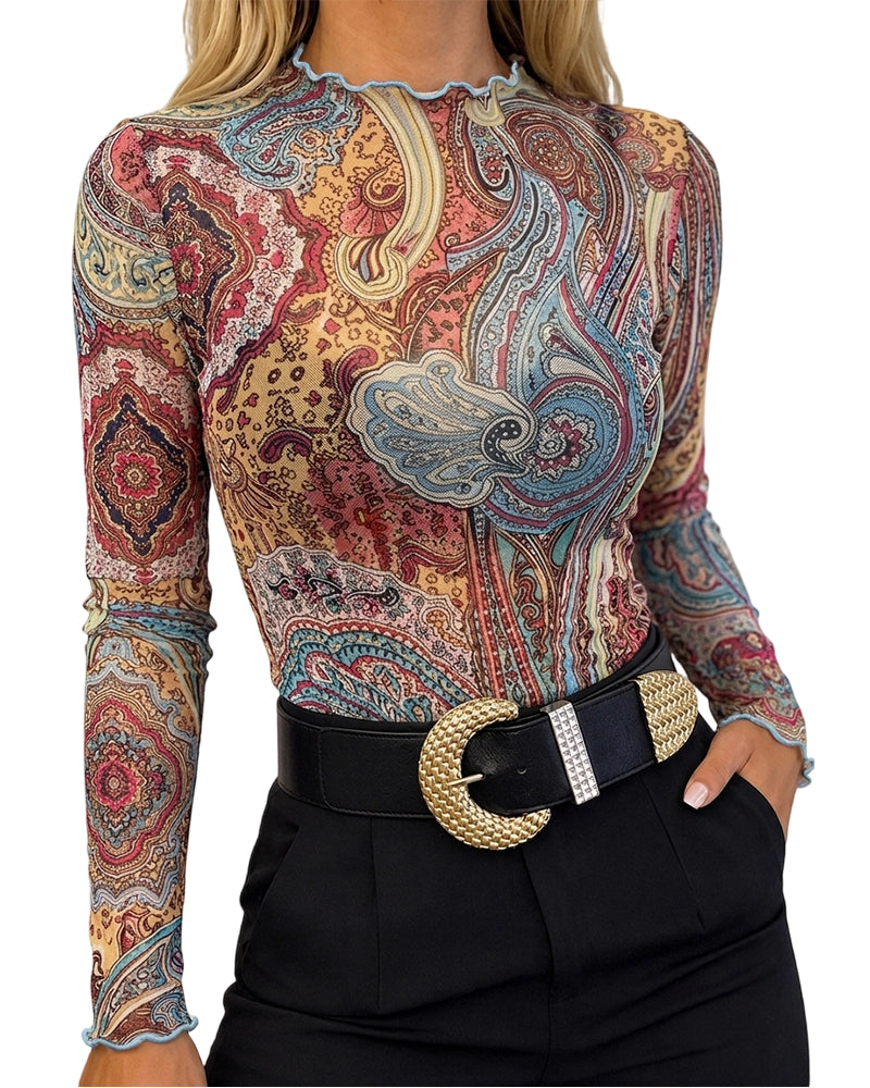 CHICMELIVE Womens Sheer Mesh Tops Going Out See Through Shirt