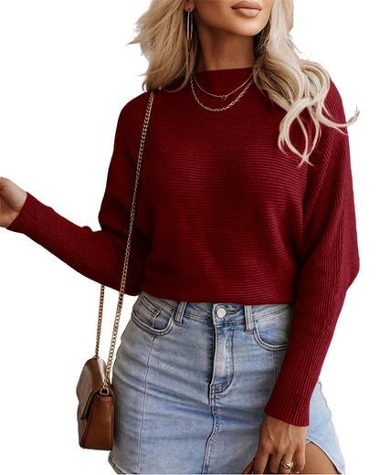 CHICMELIVE Womens Fall Boatneck Long Batwing Sleeve Sweaters