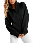 CHICMELIVE Women's Half Zip Sweatshirt Stand Collar Pullover with Pockets