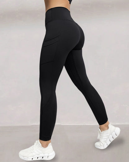 Winter Warm High Waisted Workout Athletic Leggings Tummy Control Butt Lifting Ultra Soft Thermal Lined Yoga Pants Women's Sportswear with Stacked Slit Pockets On Side