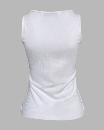 Contrast Lace V Neck Sleeveless Knit Top Casual Slim Fit Tank
