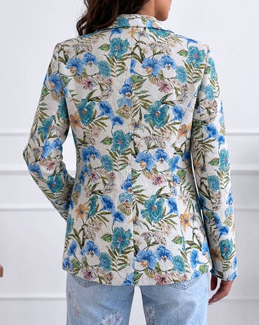 Women's Vintage Floral Jacquard Blazer Elegant Single Breasted Lapel Collar Coat