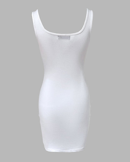ChicMeLive Women's Gold Zipper Sleeveless Mini Dress Rib-Knit Bodycon Dress with Pockets